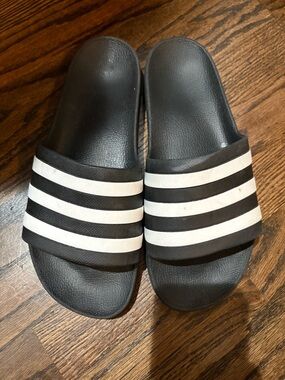 adidas Black and White Slide Sandals